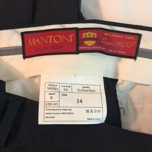 Mantoni, Men's Super 140's, No Pleat Pants, Size 34